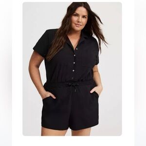 Torrid Deep Black Ripstop Romper
